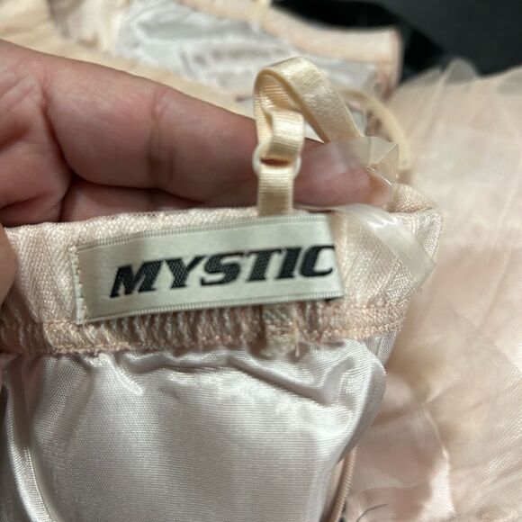 Elegant Cream Pink and Black Lace Dress Brand Mystic Size Small - Picture 5 of 6